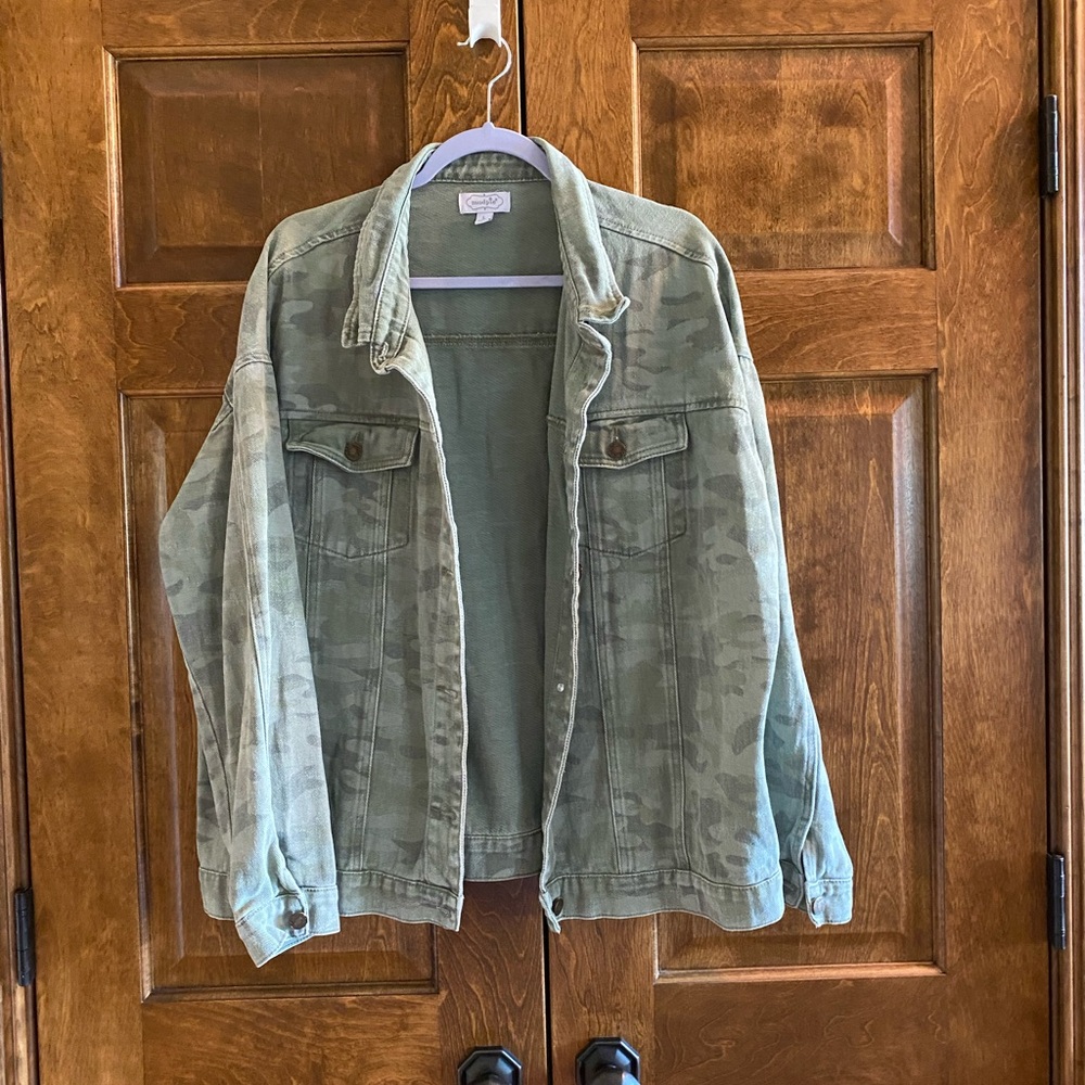 Mud Pie Olive Camo Denim Jacket